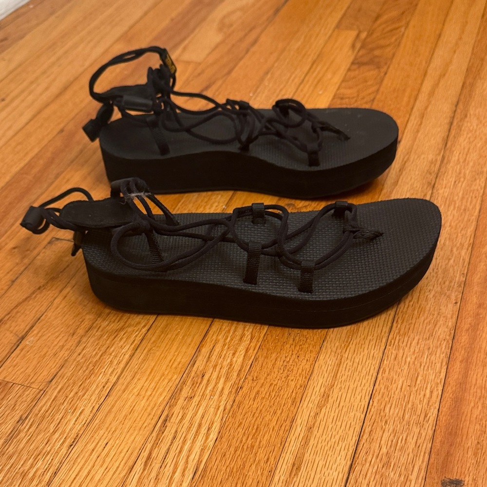 Teva Black Platform Lace-Up Women’s Sandals